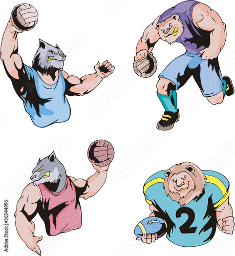 Sport mascots - volleyball and american football