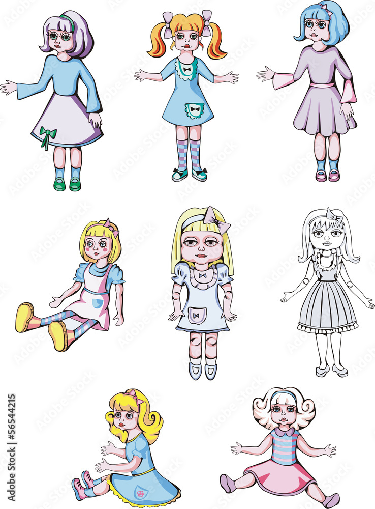 set of cute dolls