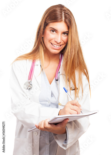 a doctor taking notes on a notepad