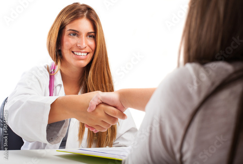 Doctor with a patient on a white background