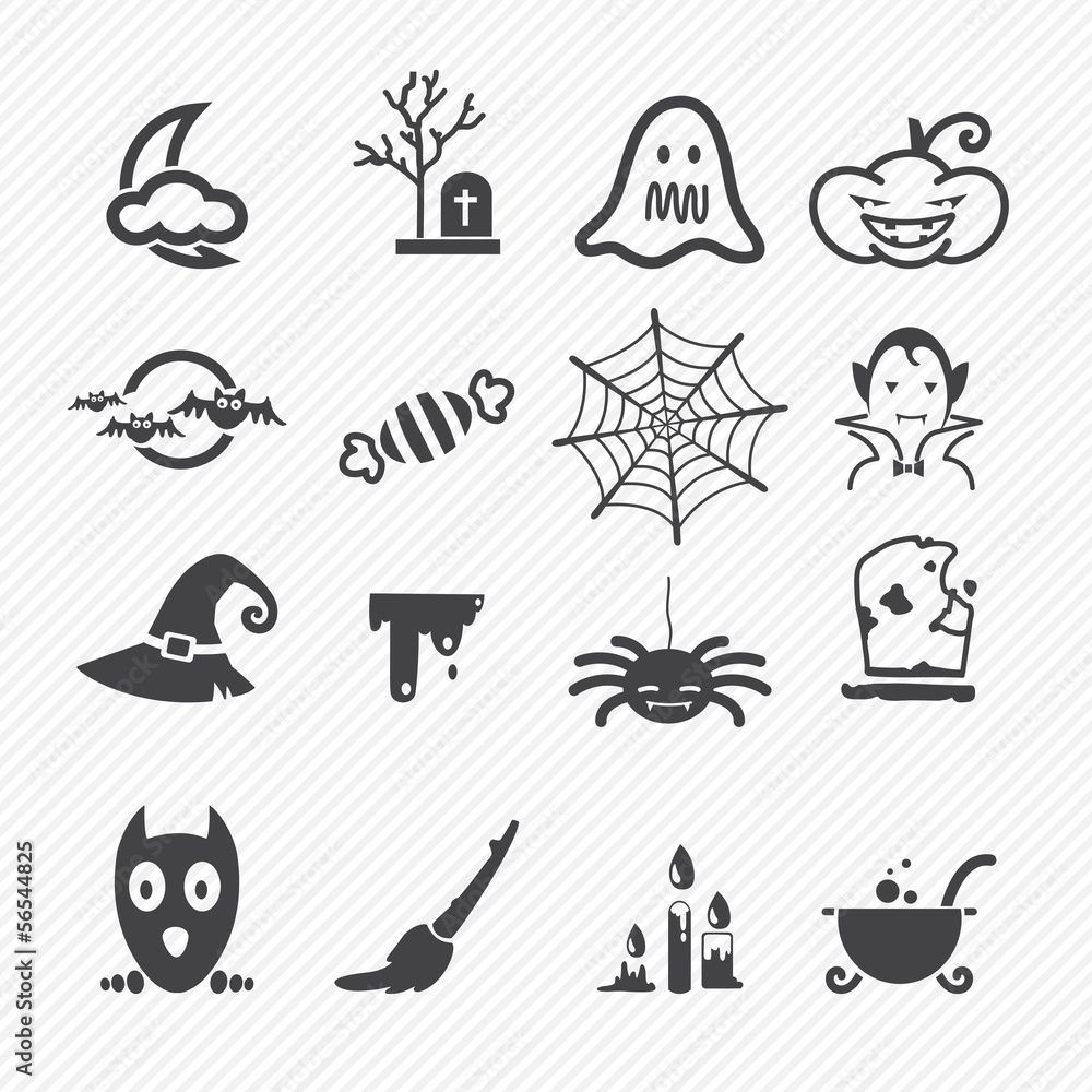 Halloween icons isolated on white background