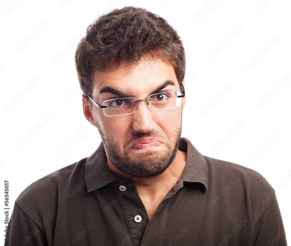 Fototapeta premium man getting angry on a white background