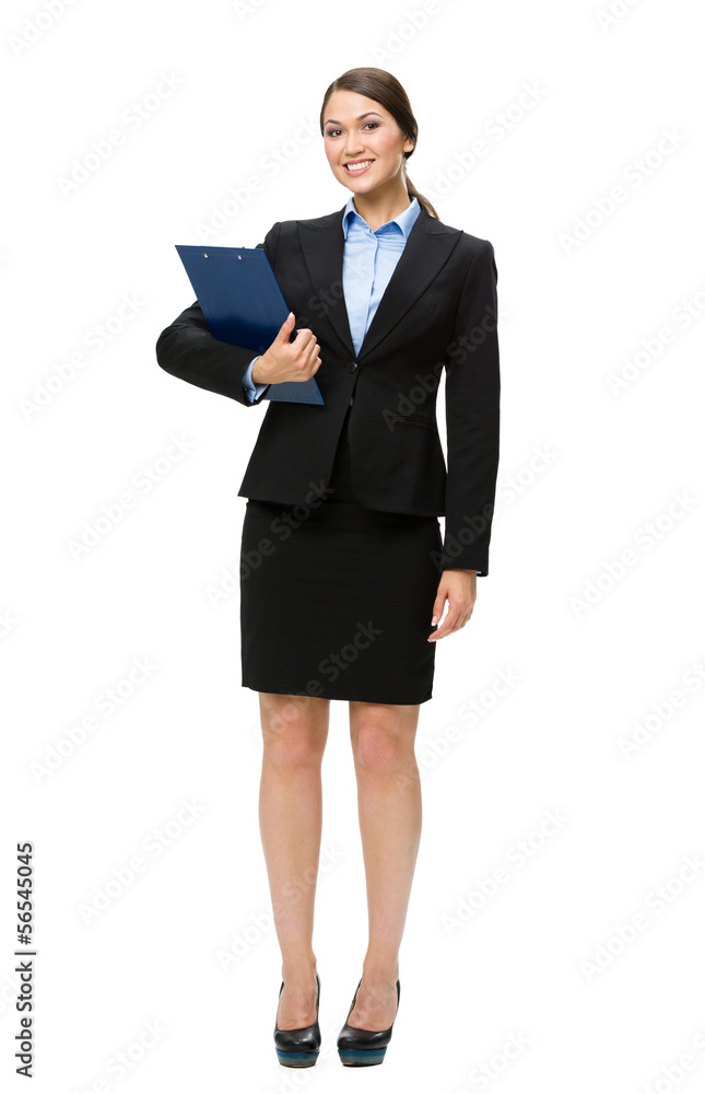 Full-length portrait of business woman with folder Full-length portrait of business woman with folder
