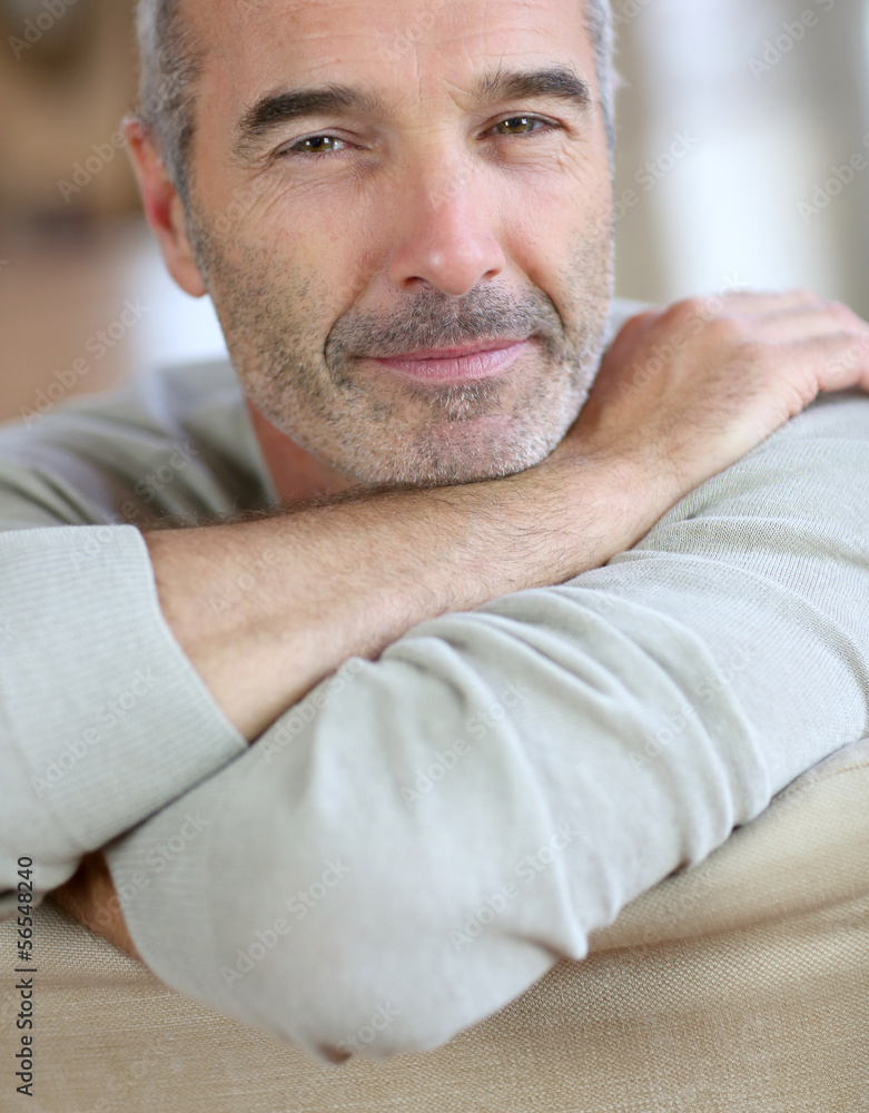 Closeup of relaxed and serene senior man Closeup of relaxed and serene senior man