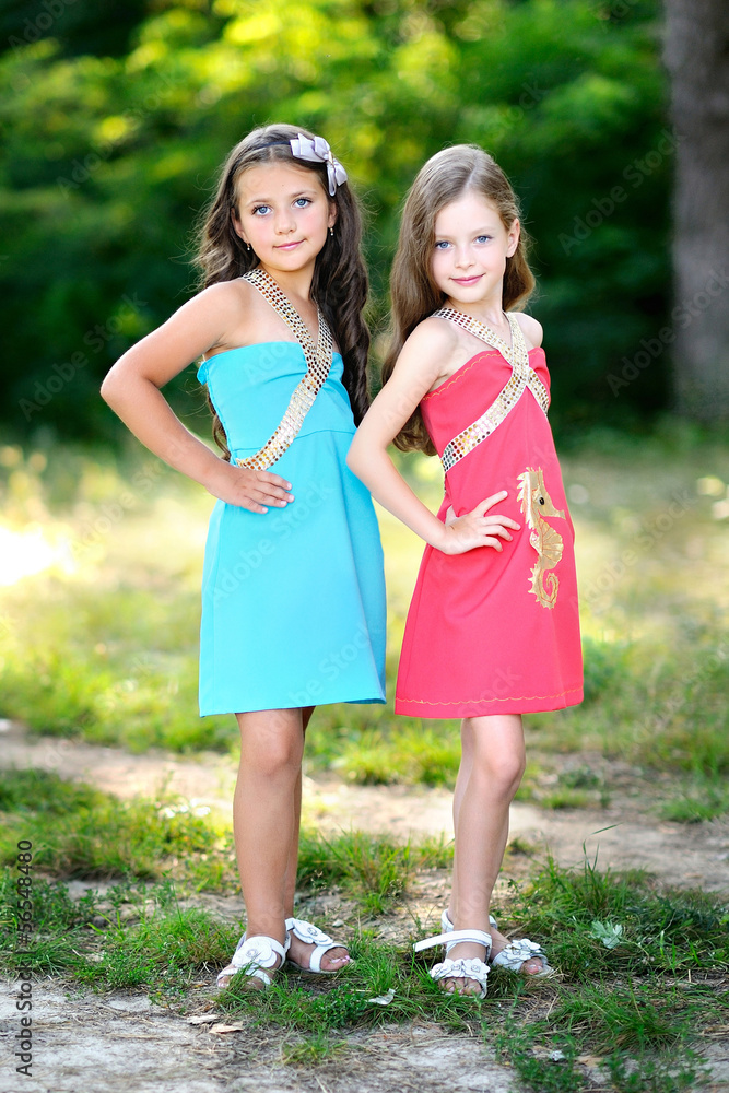 portrait of two girls girlfriends in summer portrait of two girls girlfriends in summer