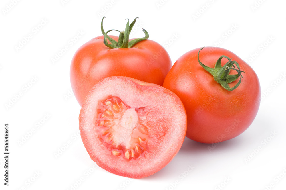 Ripe tomatoes isolated on a white background Ripe tomatoes isolated on a white background