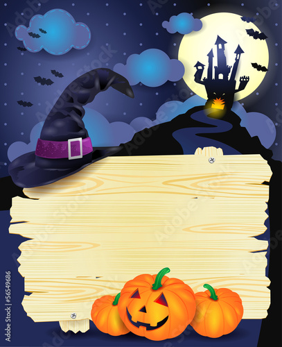 Halloween illustration with signboard