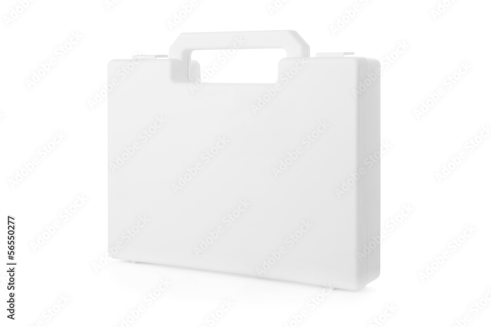 White plastic box isolated on white background White plastic box isolated on white background