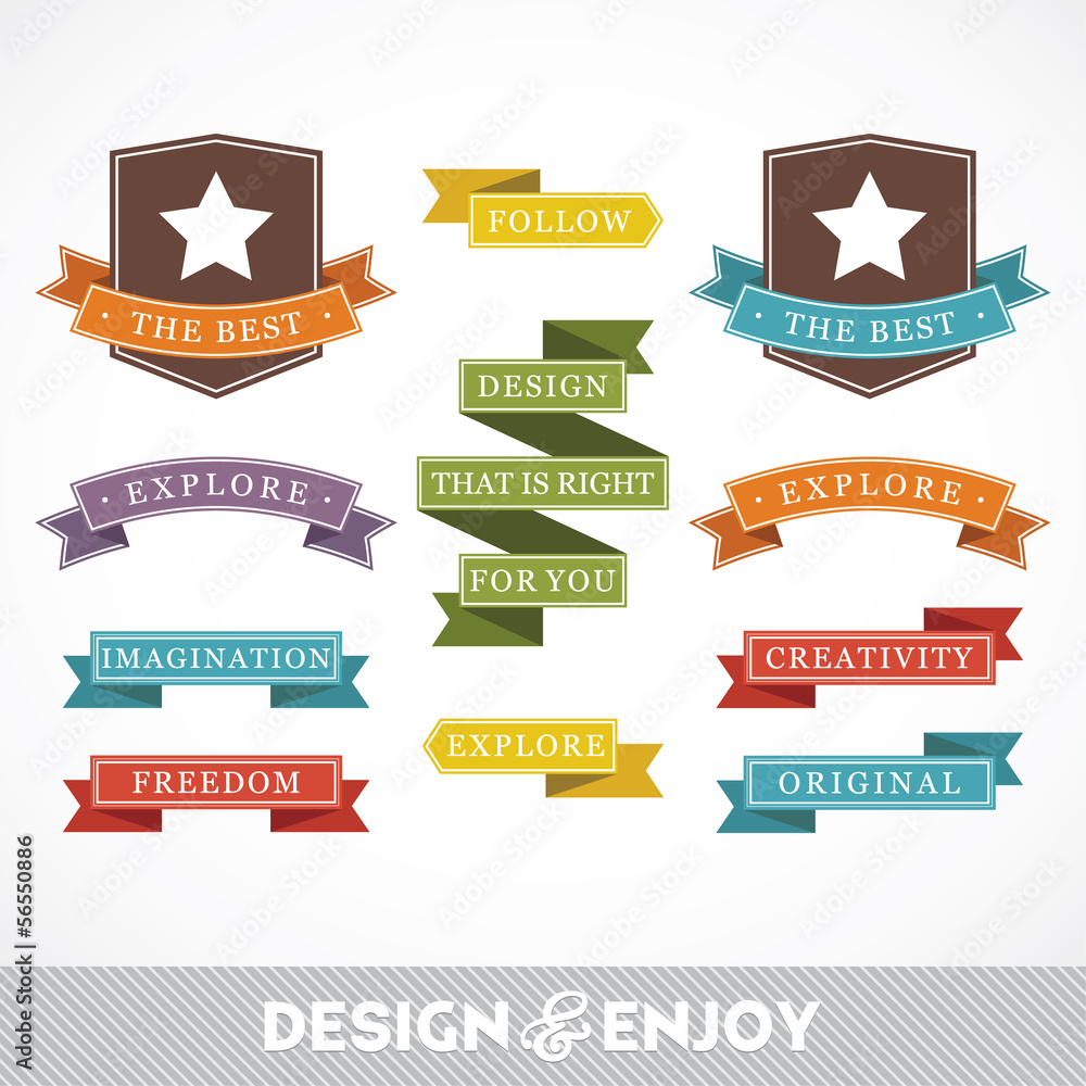 Set of stickers and ribbons, design concept Set of stickers and ribbons, design concept