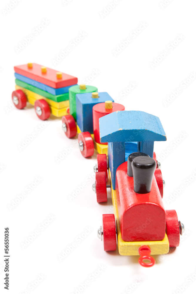 Toy wooden train isolated on white Toy wooden train isolated on white