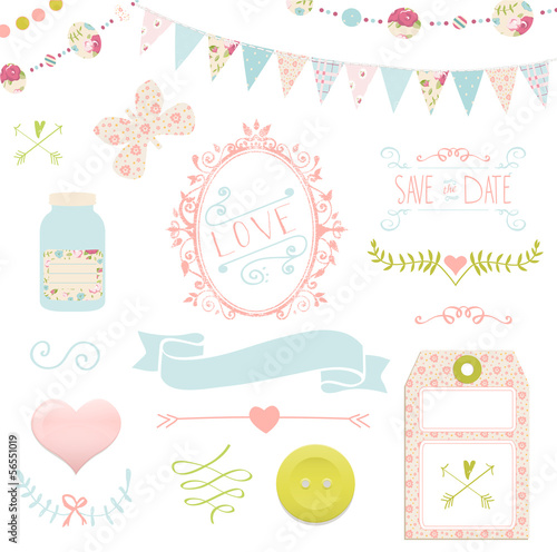 Wedding Vintage Invitation Collection in vector.  For design or