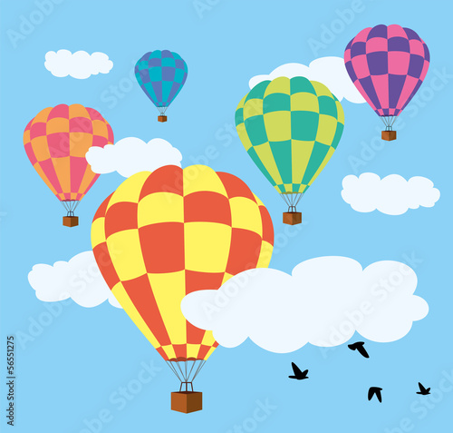 vector hot air balloons in the sky