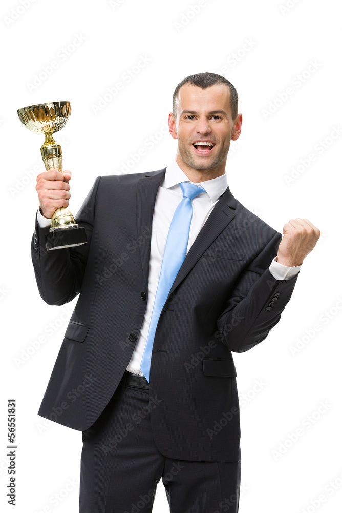 Half-length portrait of fists gesturing businessman Half-length portrait of fists gesturing businessman