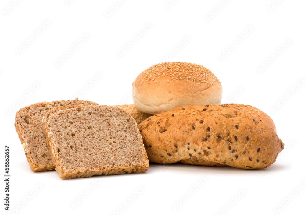Bread loafs and buns variety Bread loafs and buns variety