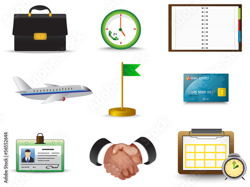 Business trip icon collection set