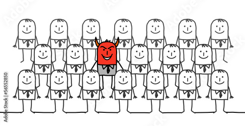 devil man in a group of businessmen