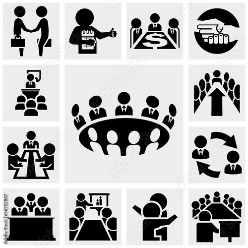 Business man vector icons set on gray