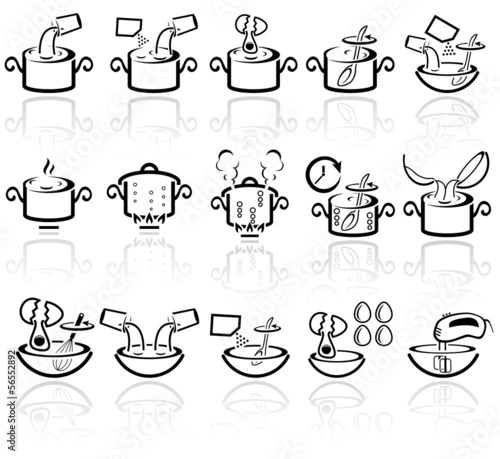 Cooking instruction vector icons set. EPS 10.