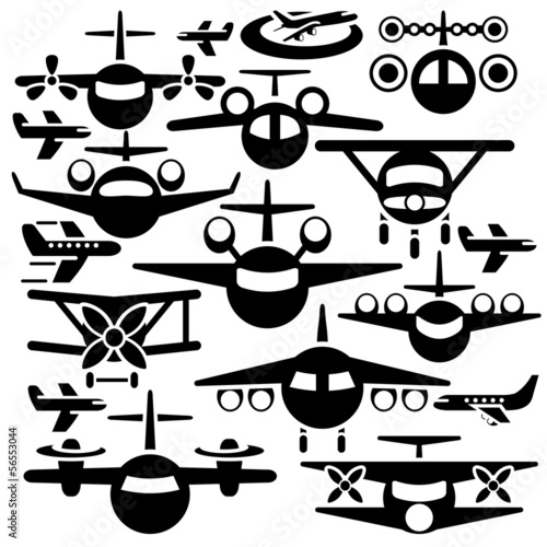 Airplane vector icons set