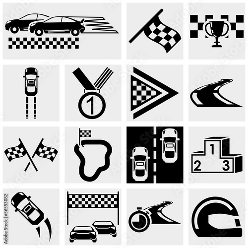 Race vector icons set on gray