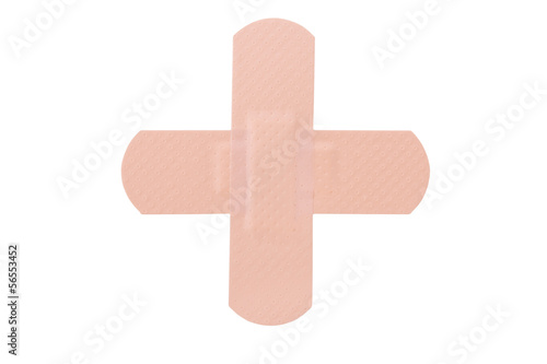 Fényképezés Two crossed adhesive bandages isolated on white