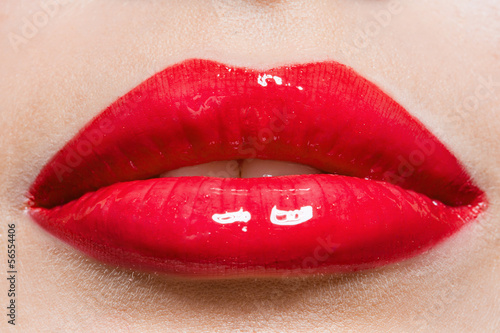 Close up of female red lips