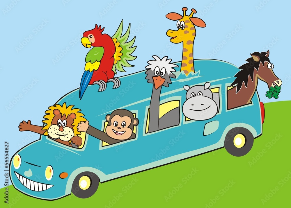 Obraz premium bus and animals