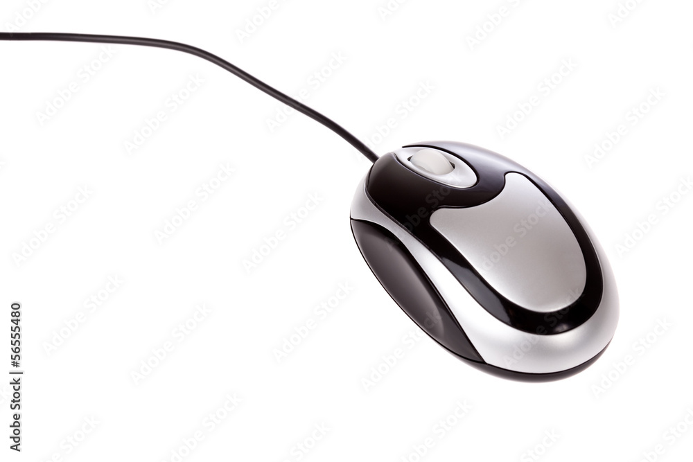 optical mouse with cord isolated on a white background optical mouse with cord isolated on a white background