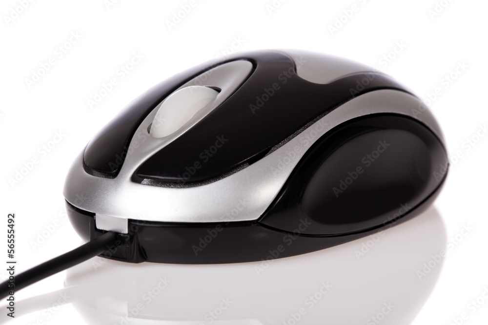 optical mouse with cord isolated on a white background optical mouse with cord isolated on a white background