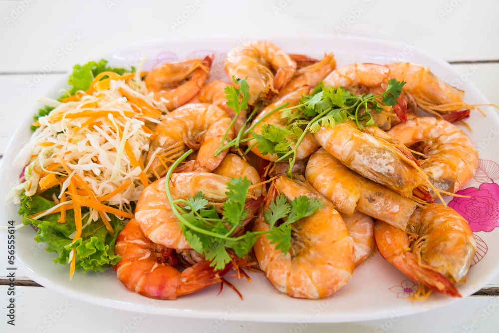 Fried shrimp on the plate Fried shrimp on the plate