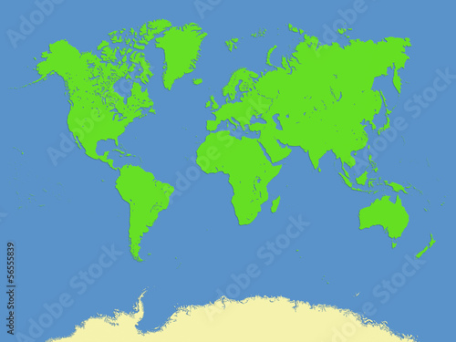World map with minimal bevel  emboss and drop shadow style