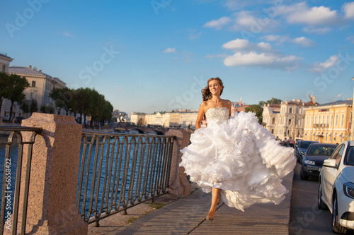 Running bride outdoor