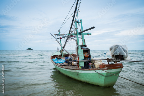 Old Thai green fishing boat