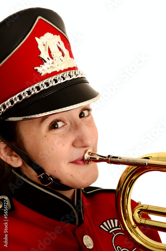 Happy marching band student photo