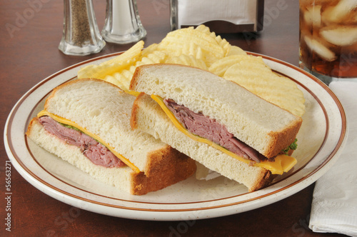 Roast beef and cheddar cheese sandwich photo