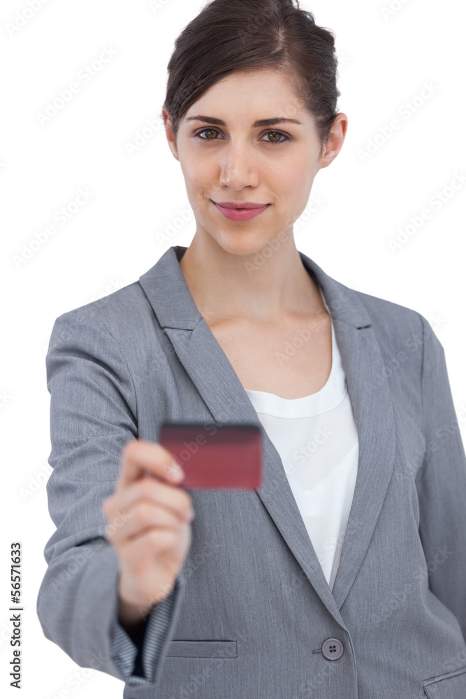 Businesswoman holding credit card Businesswoman holding credit card