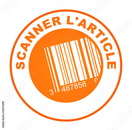 scanner l'article sur bouton web rond orange