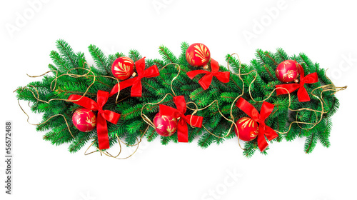christmas garland over white background