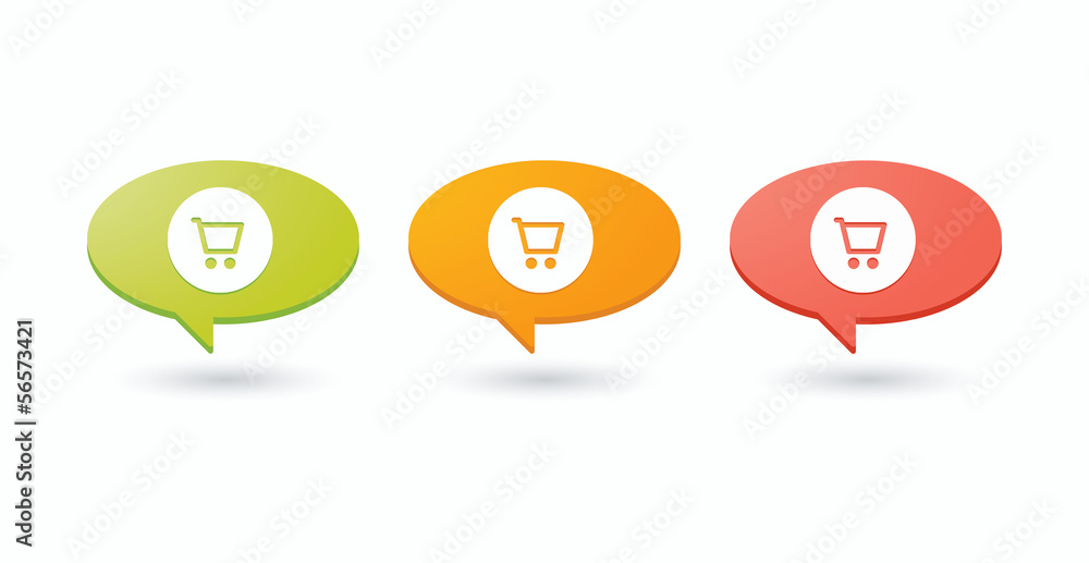 Isolated comic balloons with shopping cart icons Isolated comic balloons with shopping cart icons