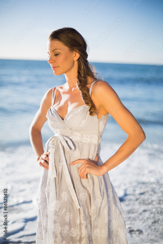 Attractive woman in summer dress posing Attractive woman in summer dress posing