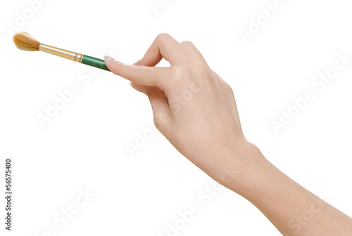 A woman's hand holding a paintbrush