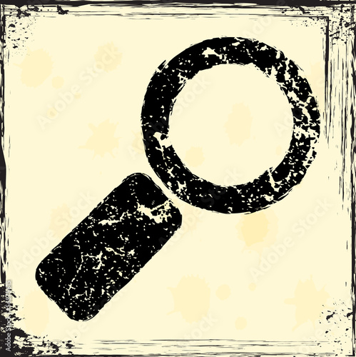 Grunge magnifier icon