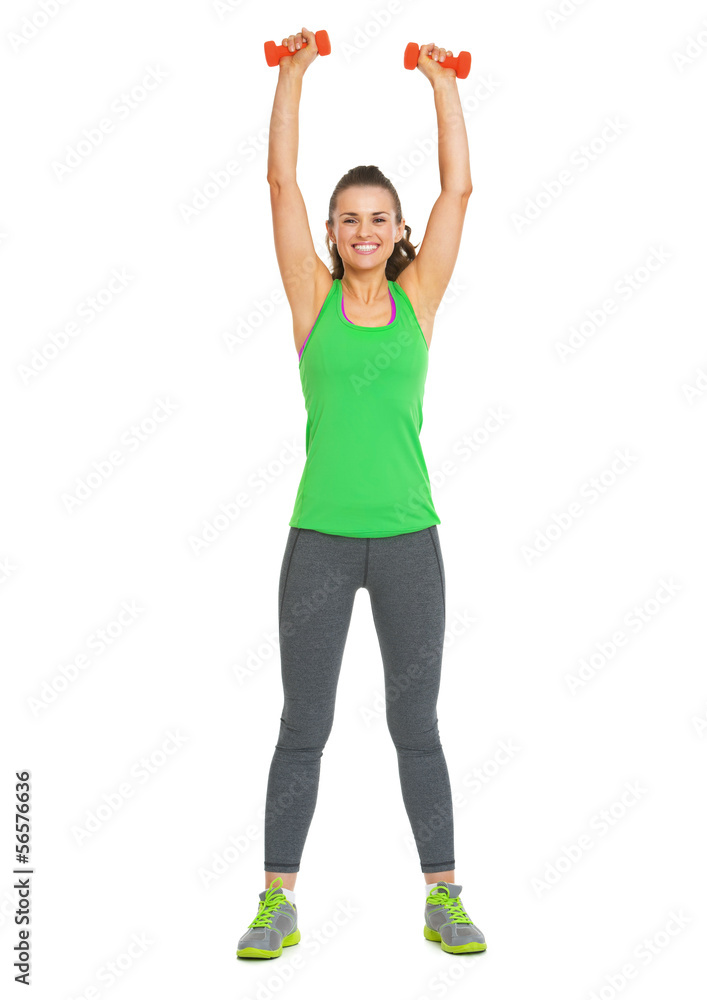 Full length portrait of fitness woman making exercise Full length portrait of fitness woman making exercise