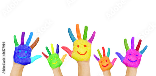 Painted smiling hands.