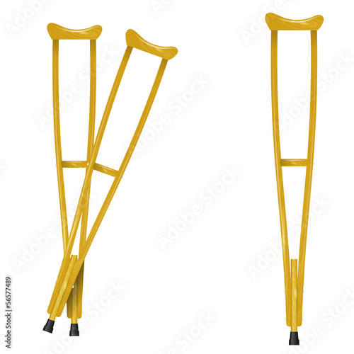 Wooden crutches on white background Fototapet