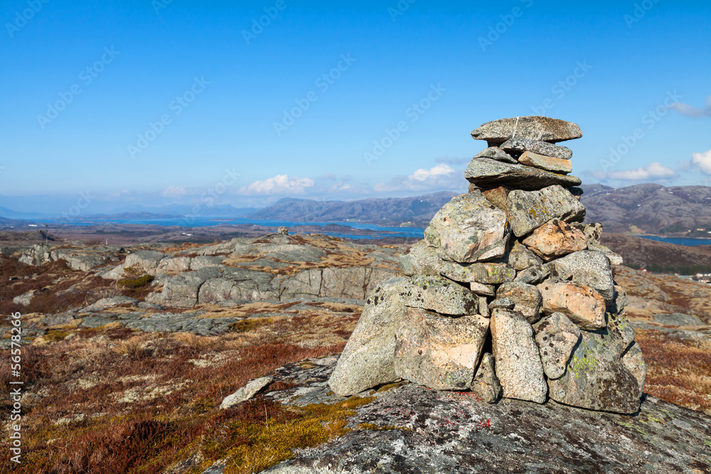 Granite stone cairn as a navigation mark