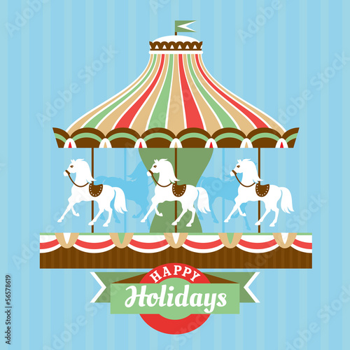 Greeting card with merry-go-round