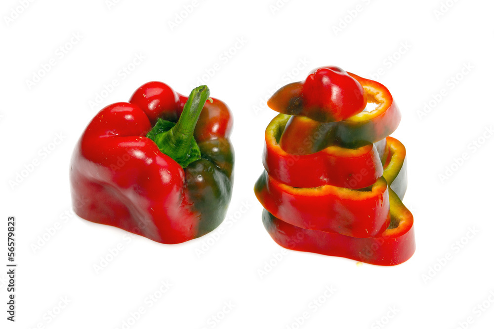 Colorful red and green pepper chopped Colorful red and green pepper chopped