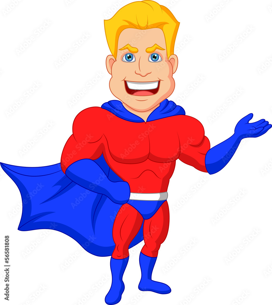 Superhero cartoon presenting