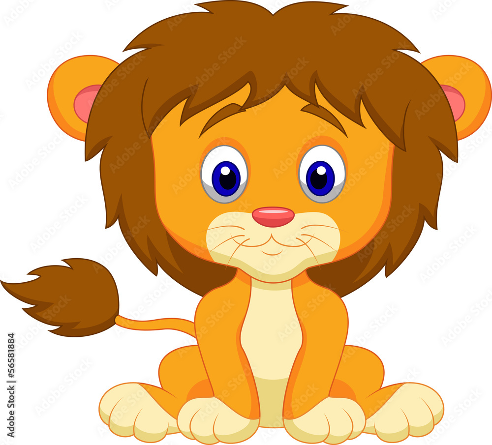 Baby lion cartoon sitting Stock Vector | Adobe Stock